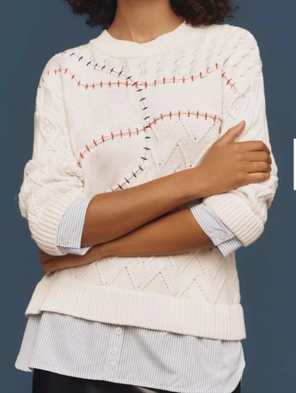 Madewell Pilcro Crewneck Baseball Sweater NWOT